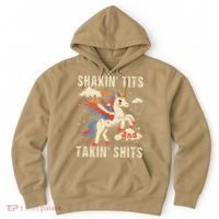 Funny Shakin Tits And Takin Shits Retro Unicorn Sarcasm Hoodie thumb 0