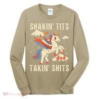 Funny Shakin Tits And Takin Shits Retro Unicorn Sarcasm Tall Long Sleeve Shirt thumb 0