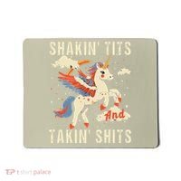 Funny Shakin Tits And Takin Shits Retro Unicorn Sarcasm Mousepad thumb 0