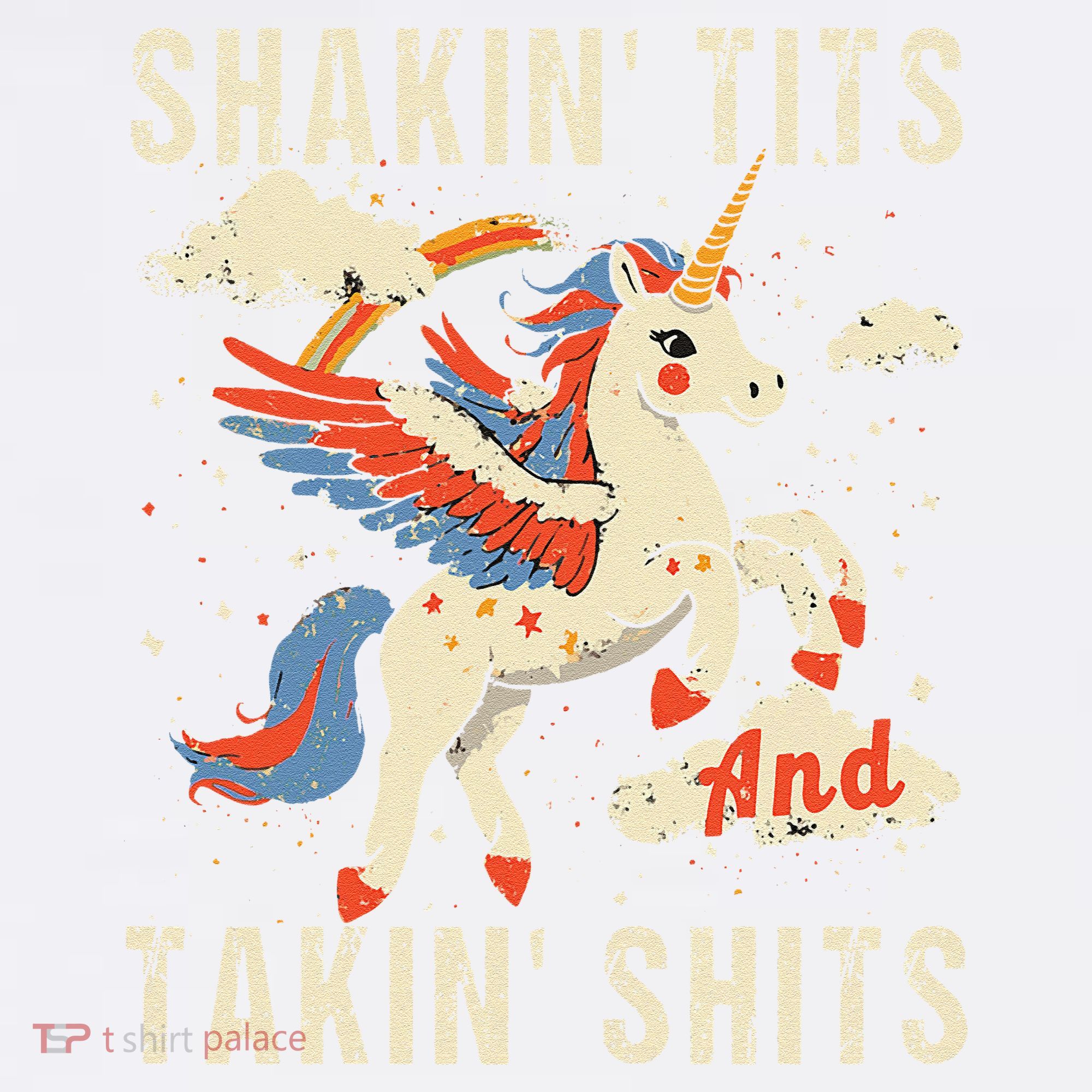 Funny Shakin Tits And Takin Shits Retro Unicorn Sarcasm Comfort Colors Garment-Dyed Hooded Sweatshirt