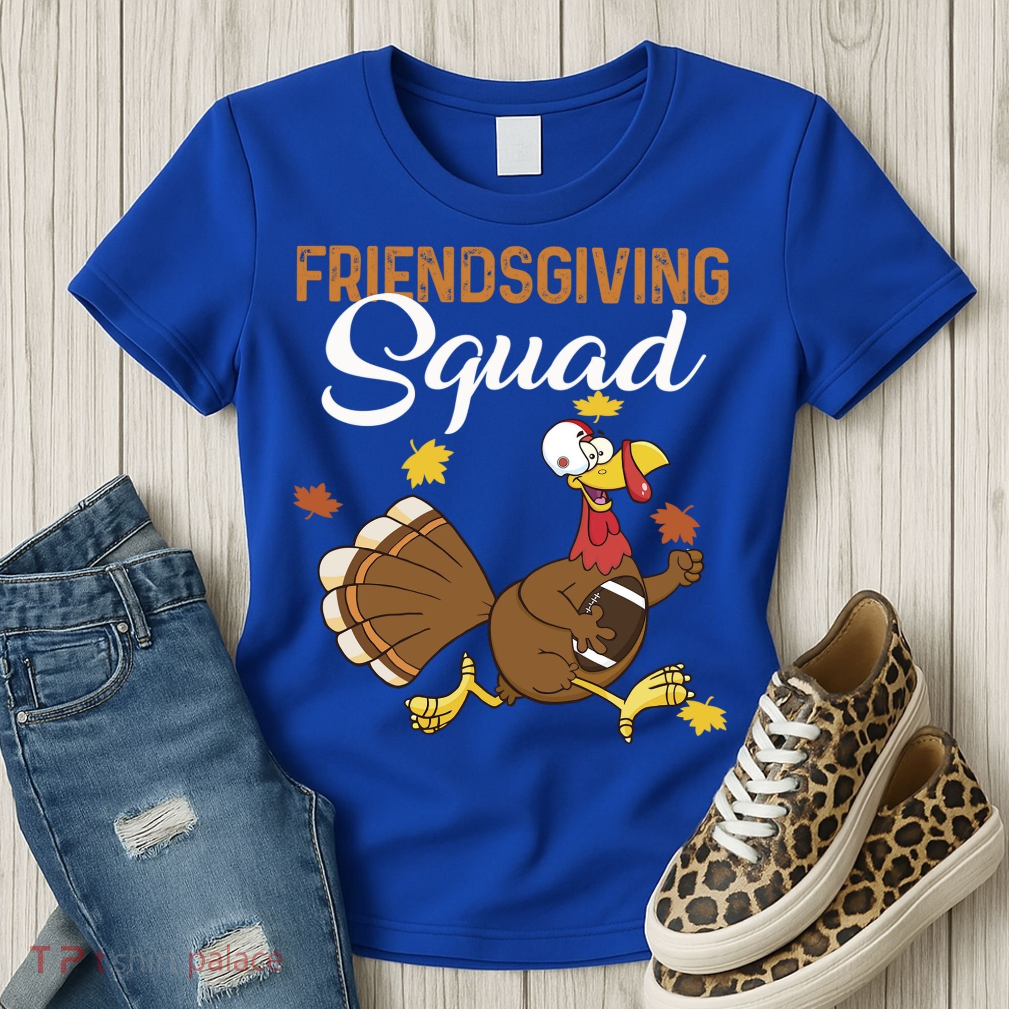 Friendsgiving Squad Thanksgiving Party Run Football Turkey Cute Gift Women's T-Shirt