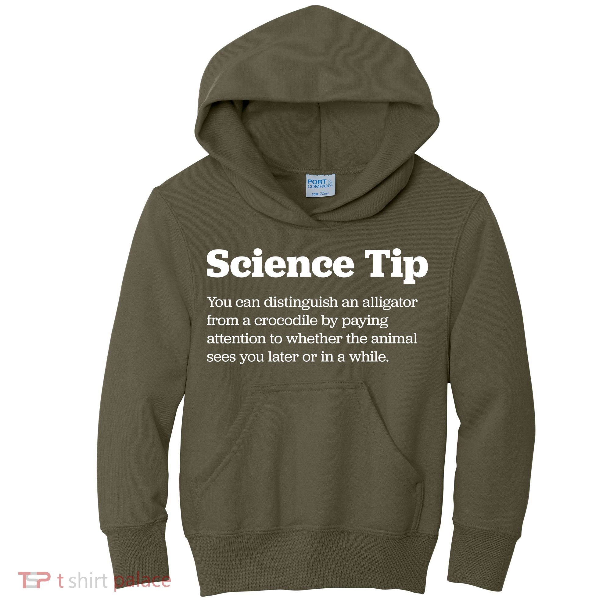 Funny Science Tip How To Distinguish A Alligator From A Crocodile Kids Hoodie