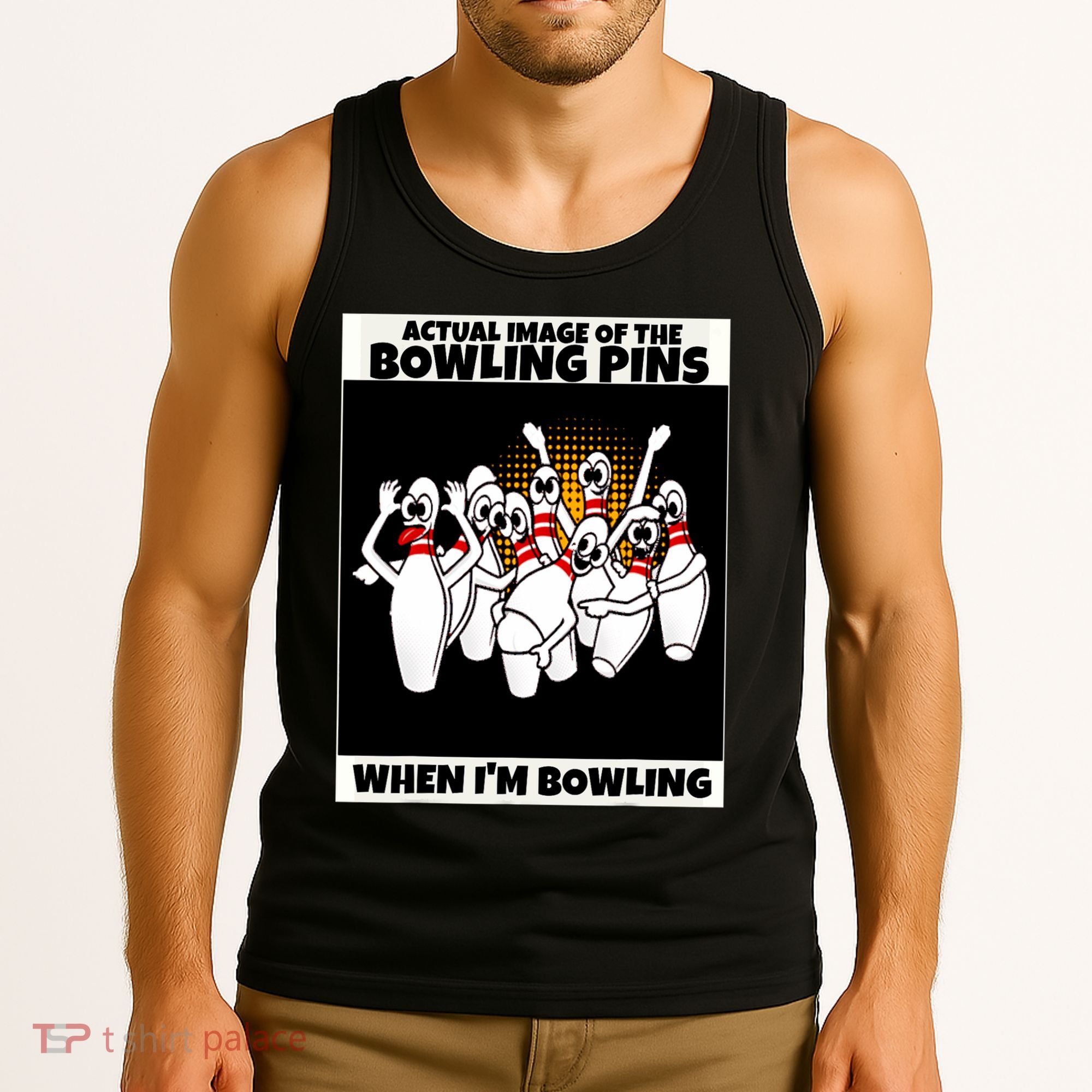 Funny Seven Ten Pin Laughing Mocking Bowling Tank Top