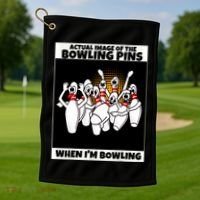 Funny Seven Ten Pin Laughing Mocking Bowling Golf Towel thumb 1