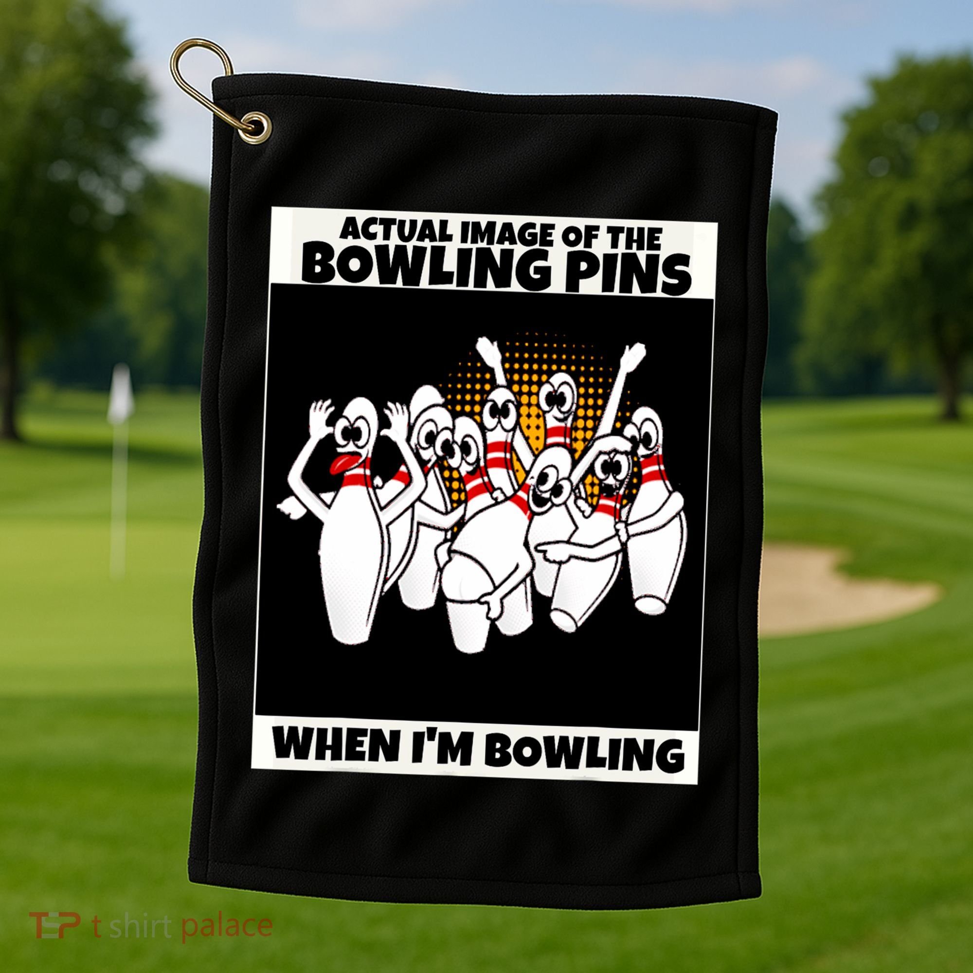 Funny Seven Ten Pin Laughing Mocking Bowling Golf Towel