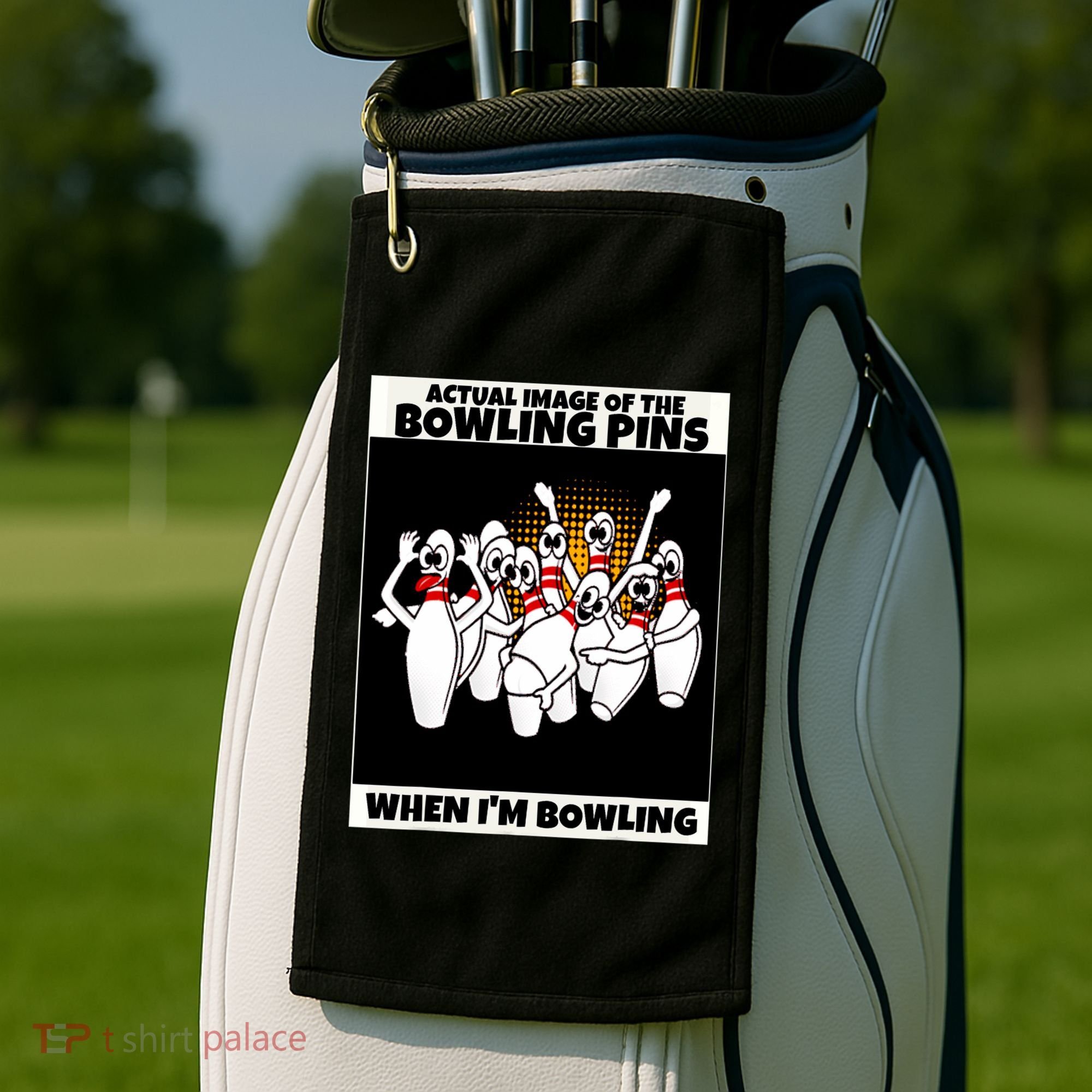 Funny Seven Ten Pin Laughing Mocking Bowling Golf Towel