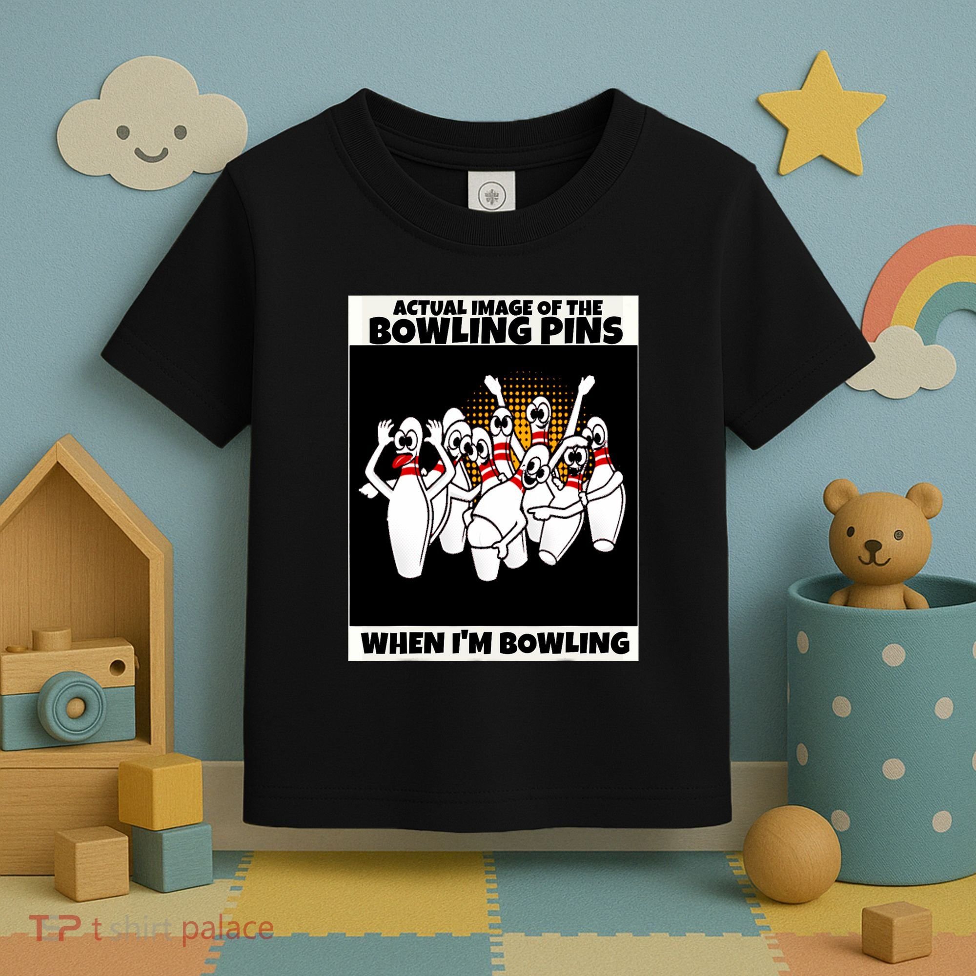 Funny Seven Ten Pin Laughing Mocking Bowling Toddler T-Shirt