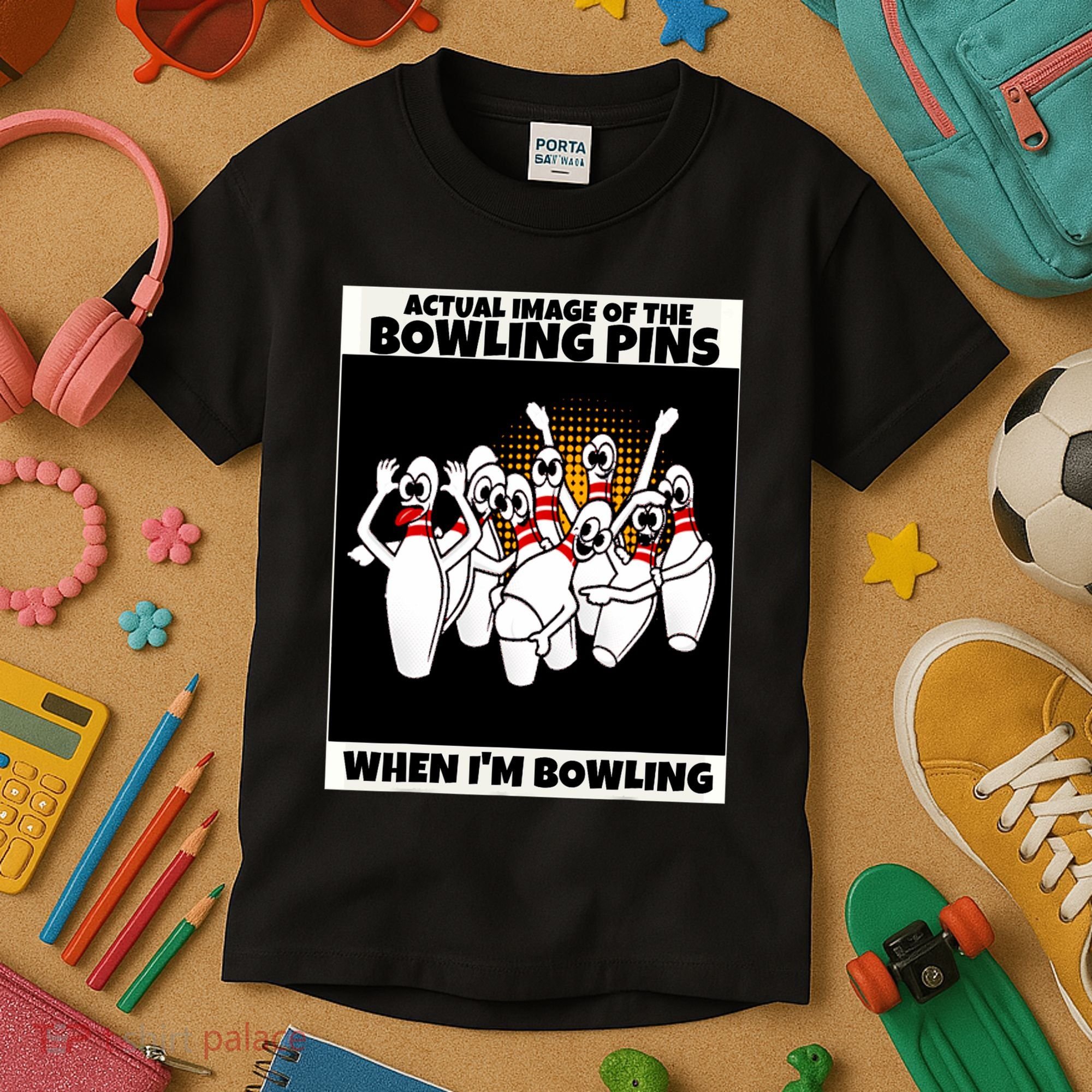Funny Seven Ten Pin Laughing Mocking Bowling Kids T-Shirt