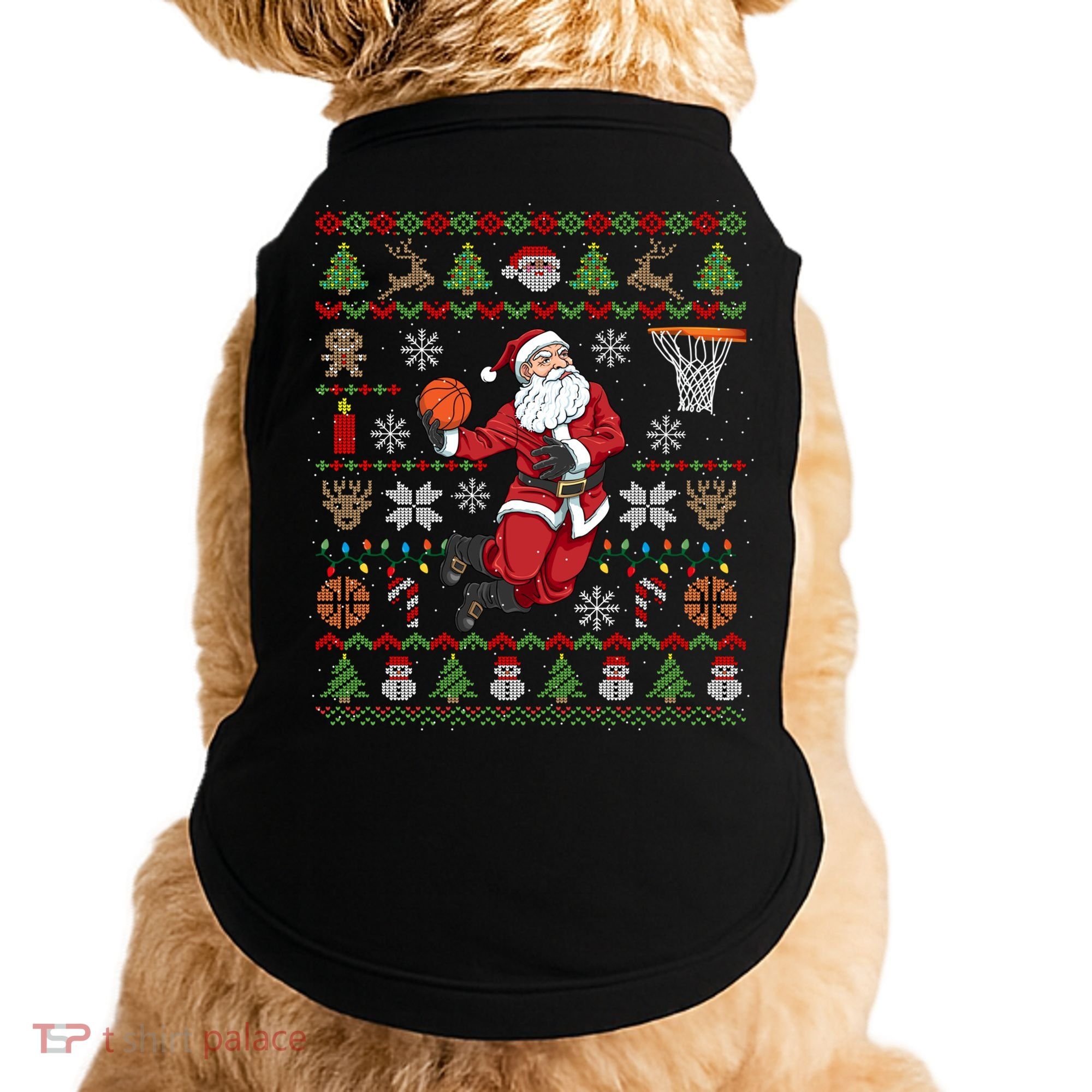 Funny Santa Ugly Christmas Basketball Dunking Gift Doggie Tank