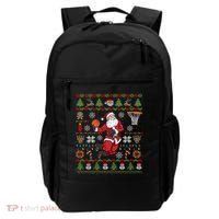 Funny Santa Ugly Christmas Basketball Dunking Gift Backpack thumb 0