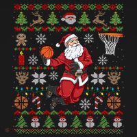 Funny Santa Ugly Christmas Basketball Dunking Gift Women's Hoodie thumb 2