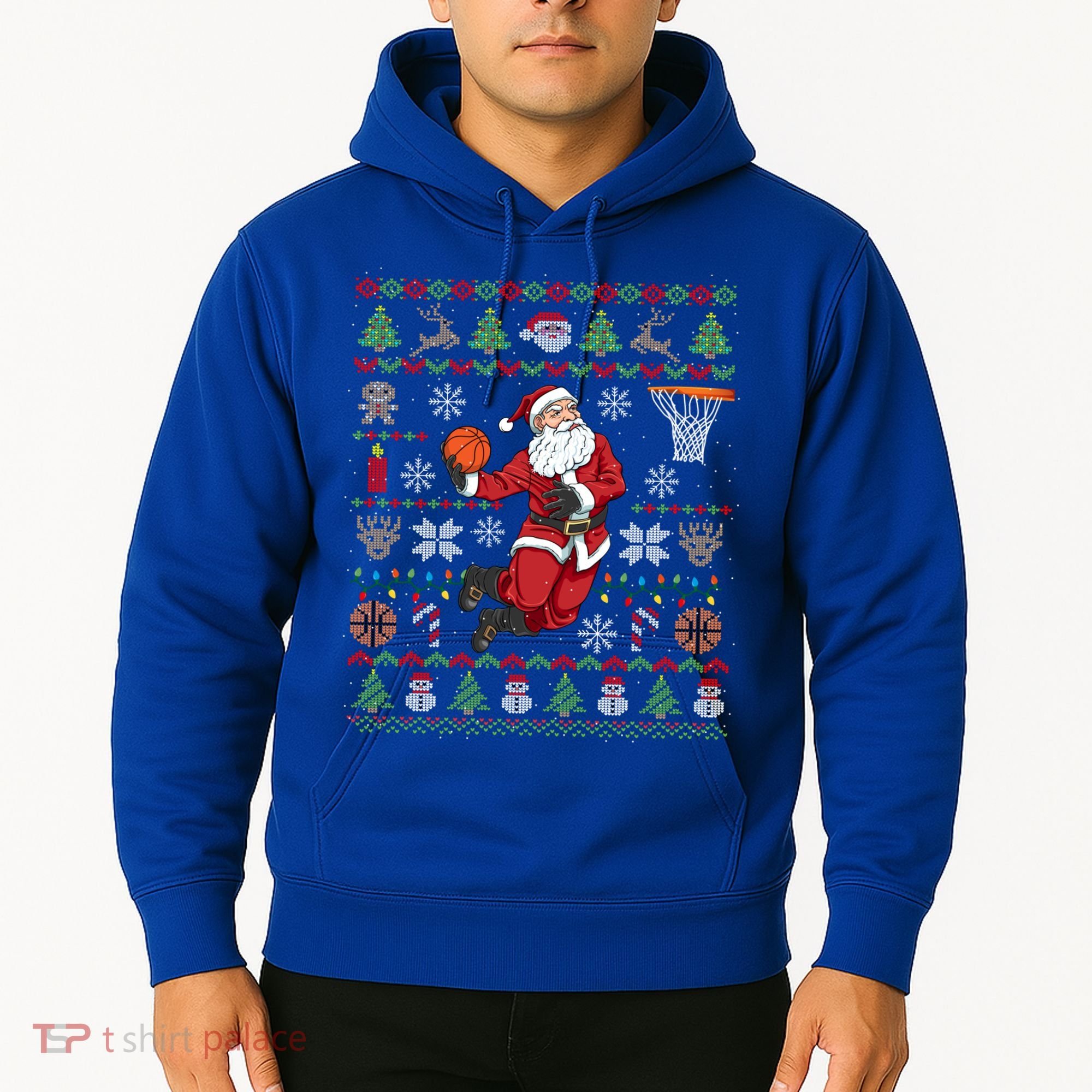 Funny Santa Ugly Christmas Basketball Dunking Gift Hoodie