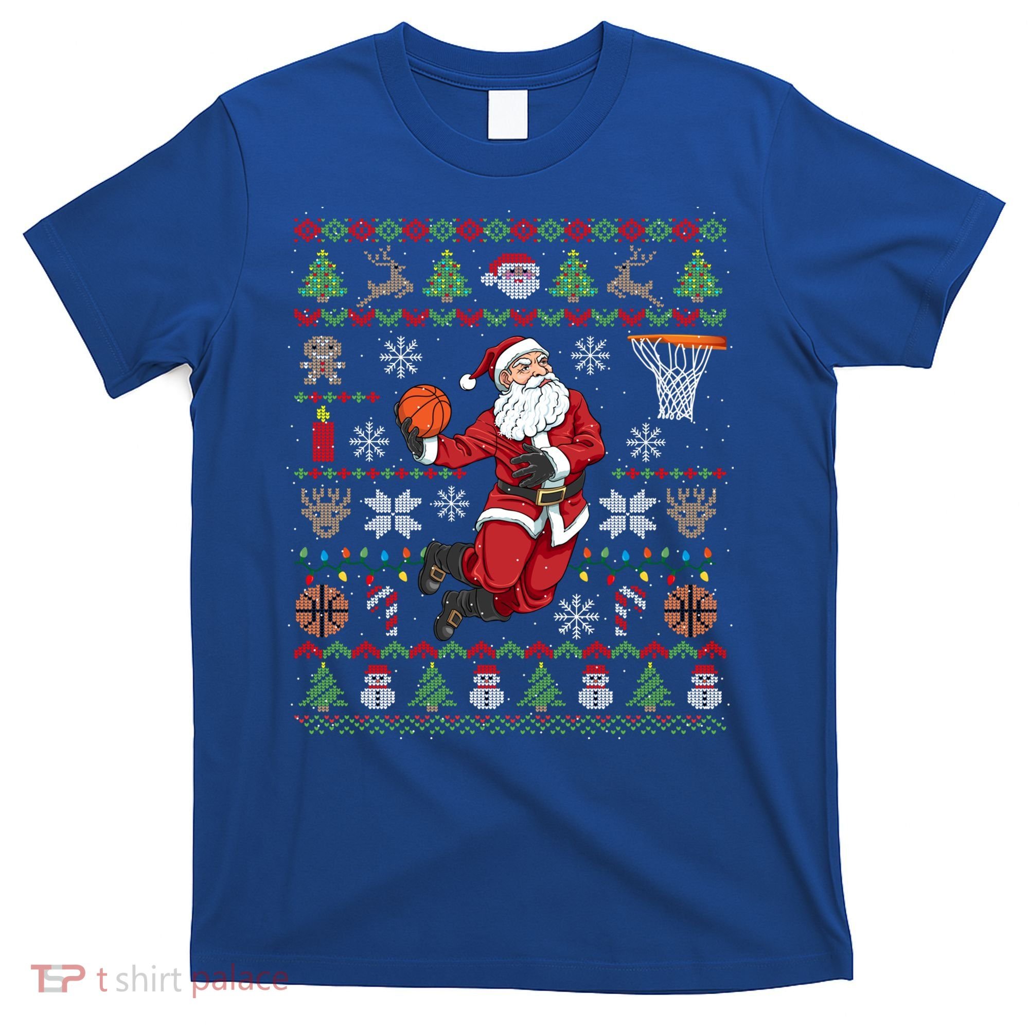 Funny Santa Ugly Christmas Basketball Dunking Gift T-Shirt