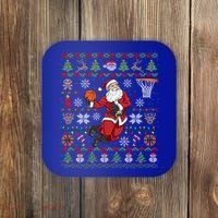 Funny Santa Ugly Christmas Basketball Dunking Gift Coaster thumb 0