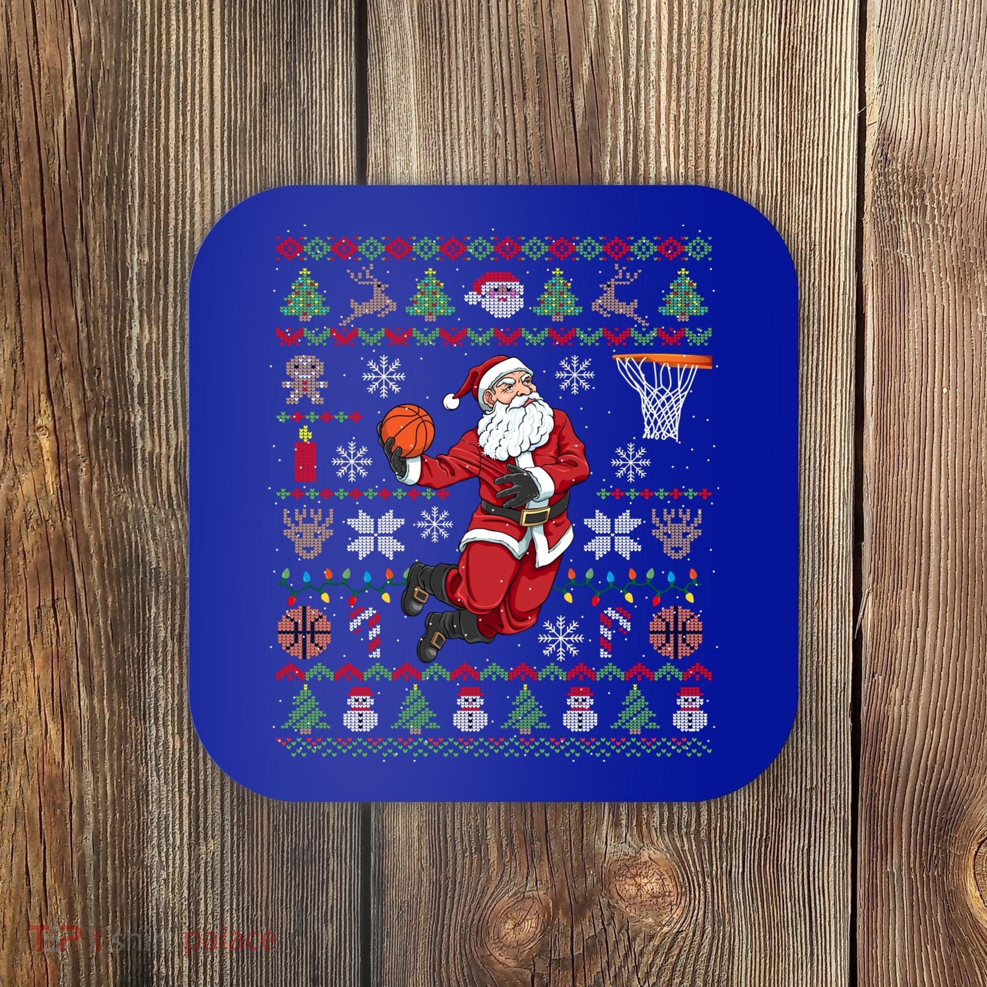 Funny Santa Ugly Christmas Basketball Dunking Gift Coaster