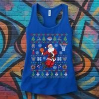 Funny Santa Ugly Christmas Basketball Dunking Gift Women's Tank Top thumb 3