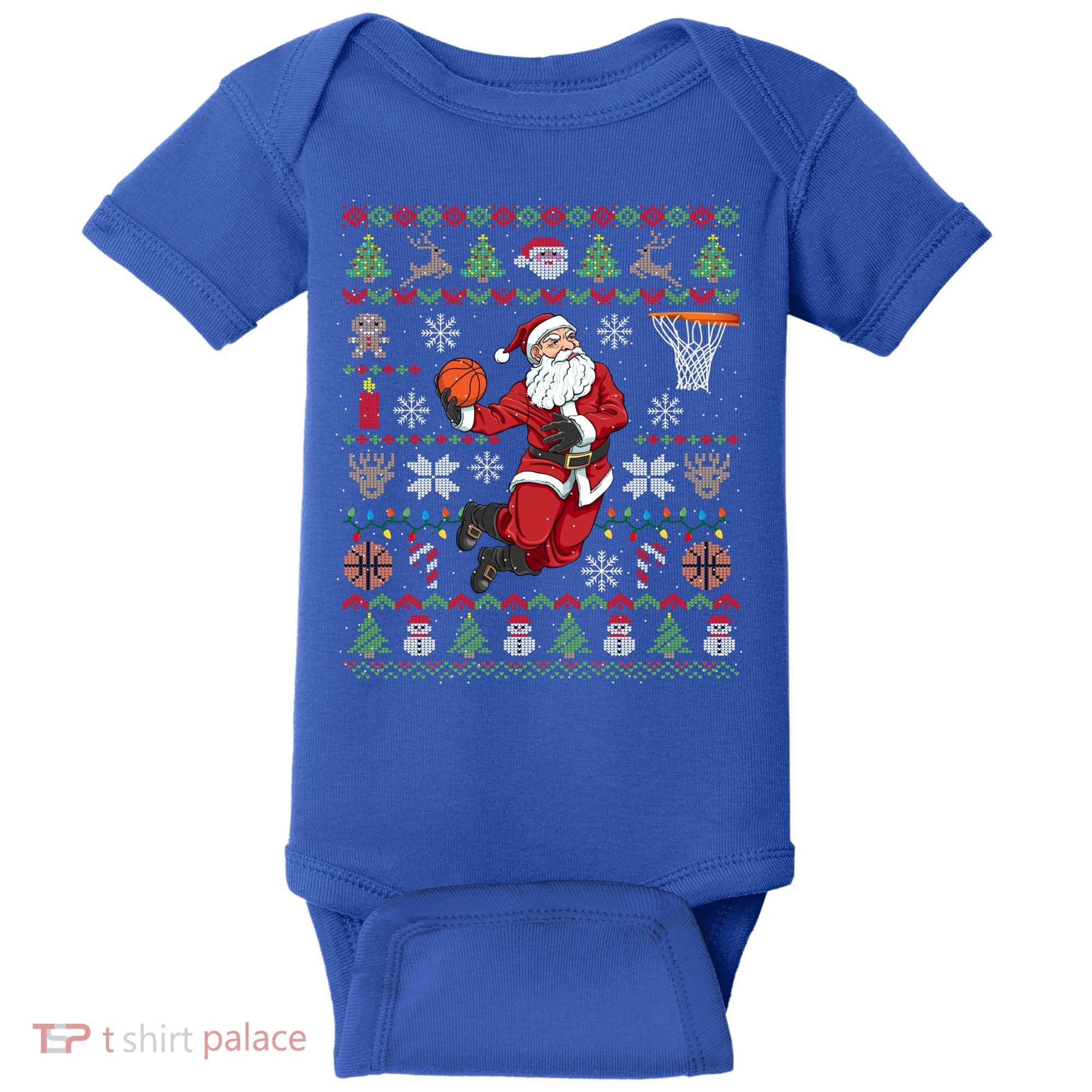 Funny Santa Ugly Christmas Basketball Dunking Gift Baby Bodysuit