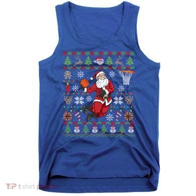 Funny Santa Ugly Christmas Basketball Dunking Gift Tank Top