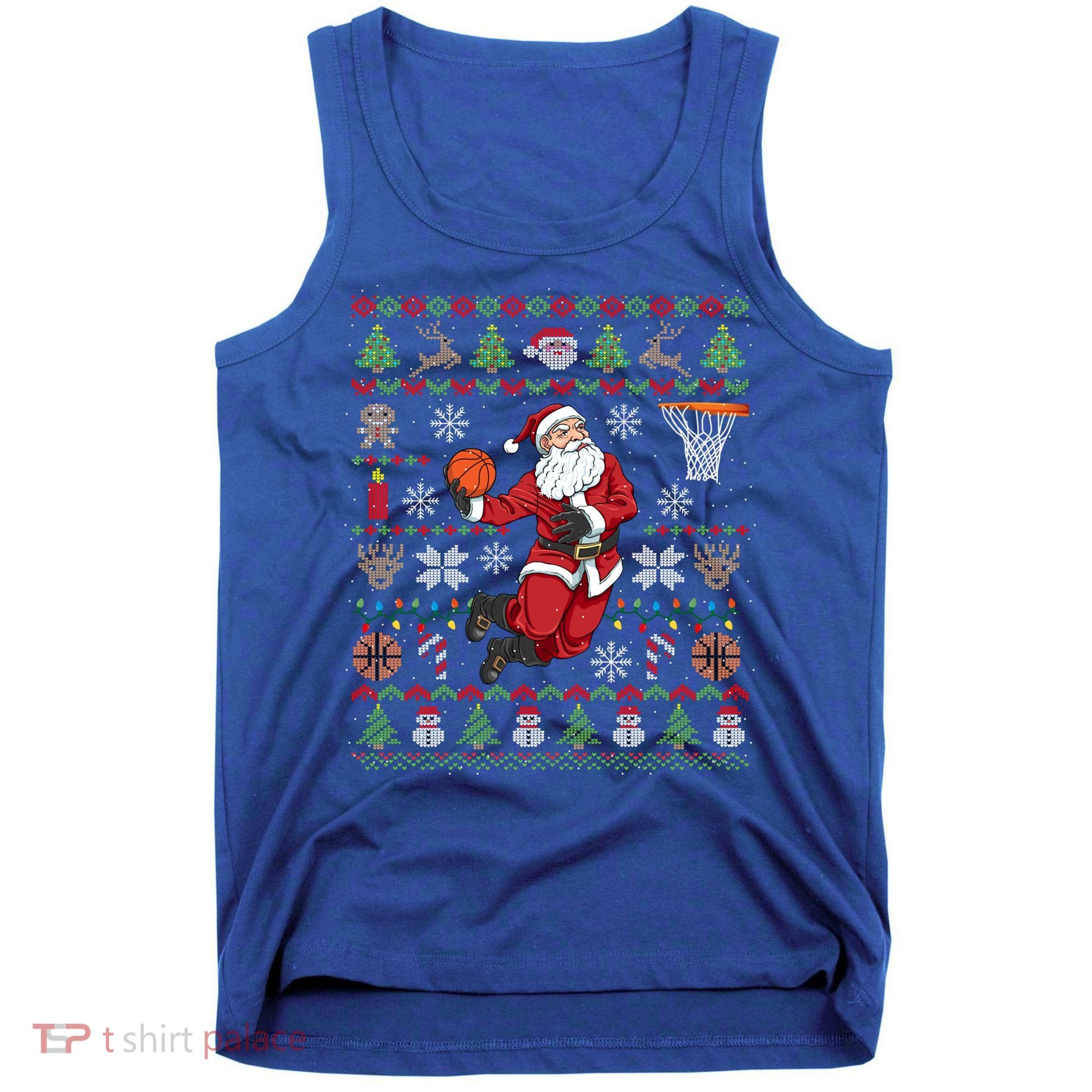 Funny Santa Ugly Christmas Basketball Dunking Gift Tank Top
