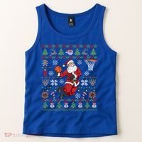 Funny Santa Ugly Christmas Basketball Dunking Gift Tank Top thumb 2