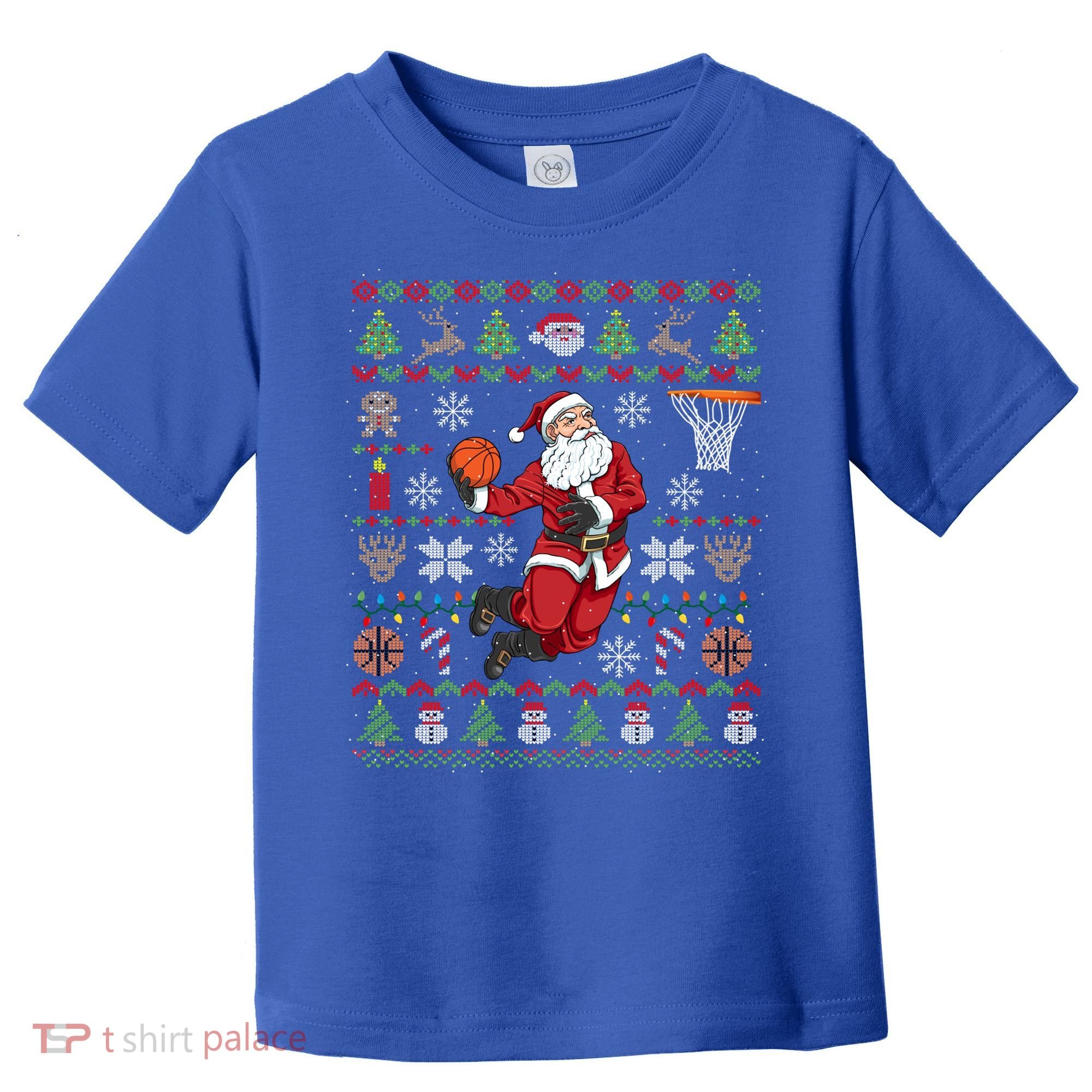 Funny Santa Ugly Christmas Basketball Dunking Gift Toddler T-Shirt