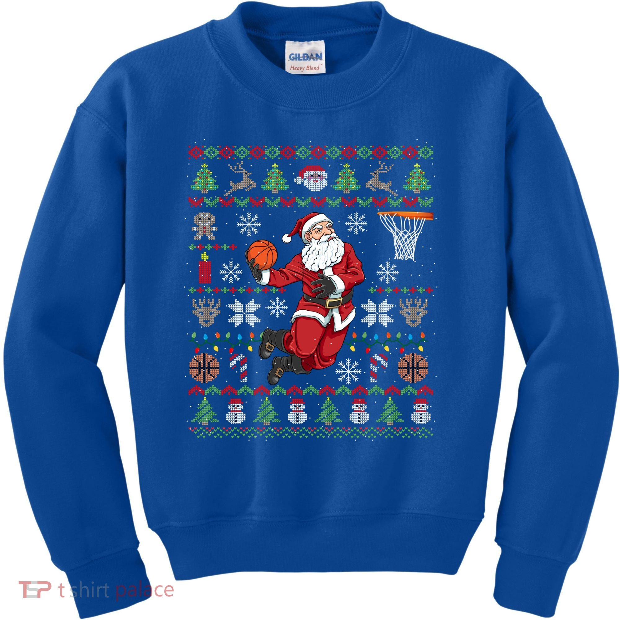 Funny Santa Ugly Christmas Basketball Dunking Gift Kids Sweatshirt