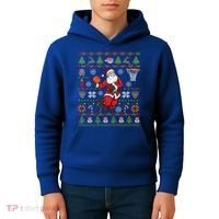 Funny Santa Ugly Christmas Basketball Dunking Gift Kids Hoodie thumb 4