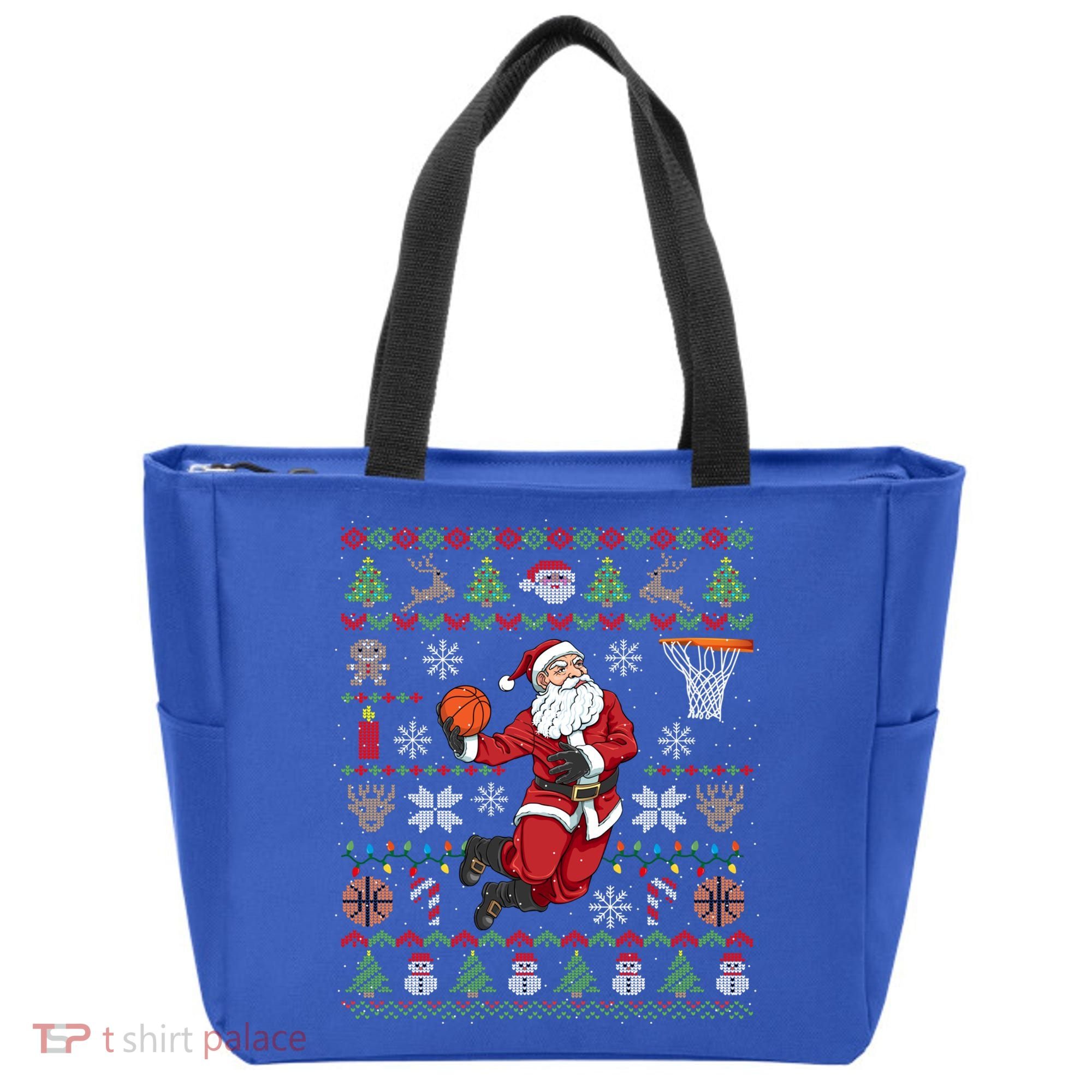 Funny Santa Ugly Christmas Basketball Dunking Gift Tote Bag