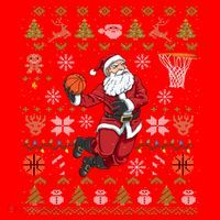 Funny Santa Ugly Christmas Basketball Dunking Gift Santa Hat thumb 1