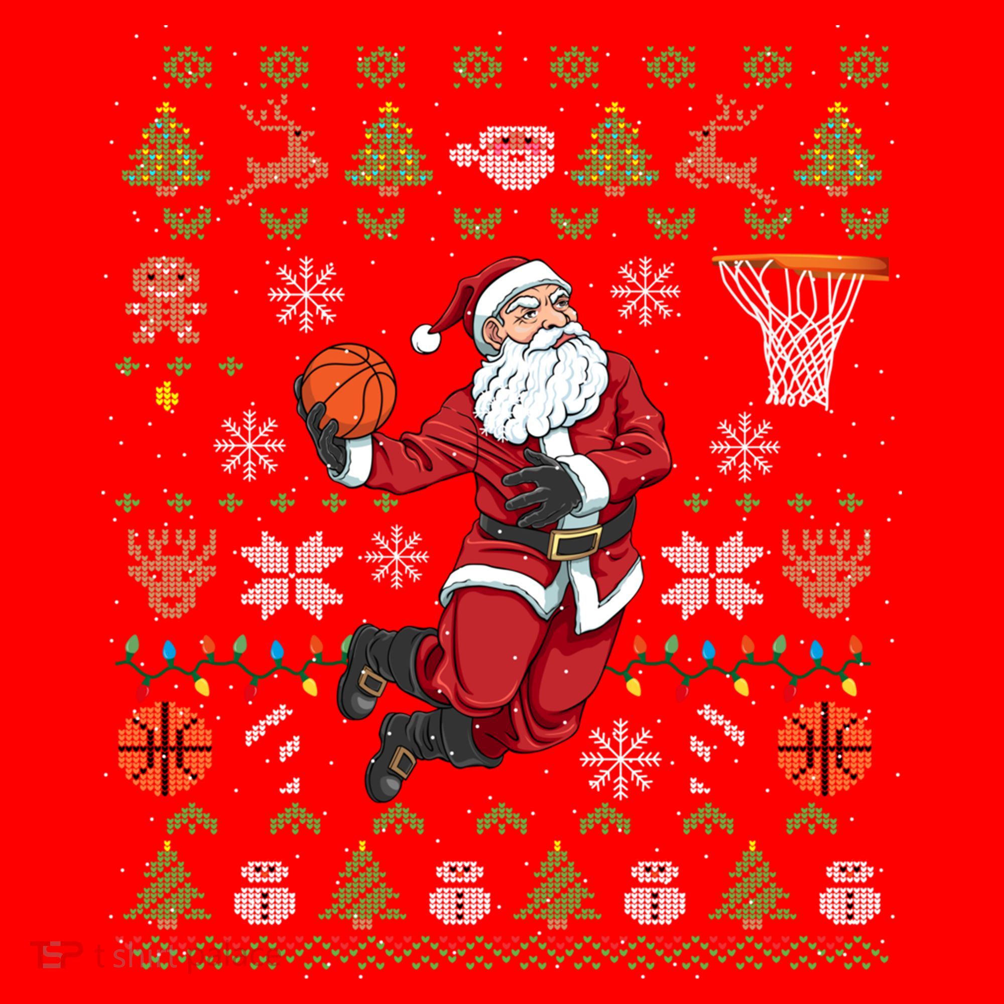 Funny Santa Ugly Christmas Basketball Dunking Gift Santa Hat