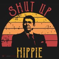 Funny Shut Up Hippie Ronald Regan Conservative Anti Liberal Vneck Long Sleeve Shirt thumb 2