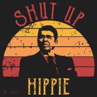 Funny Shut Up Hippie Ronald Regan Conservative Anti Liberal Vneck Hat thumb 2