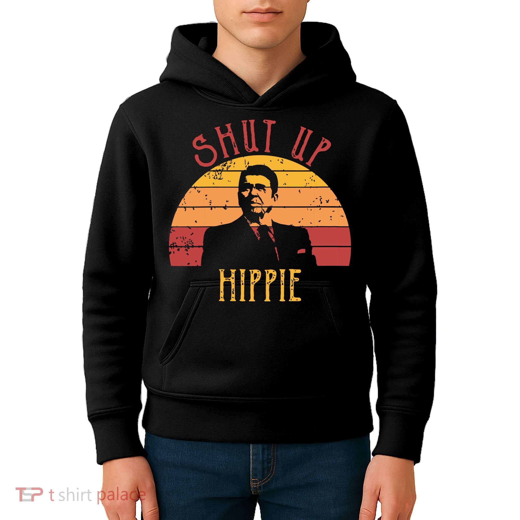 Funny Shut Up Hippie Ronald Regan Conservative Anti Liberal Vneck Kids Hoodie