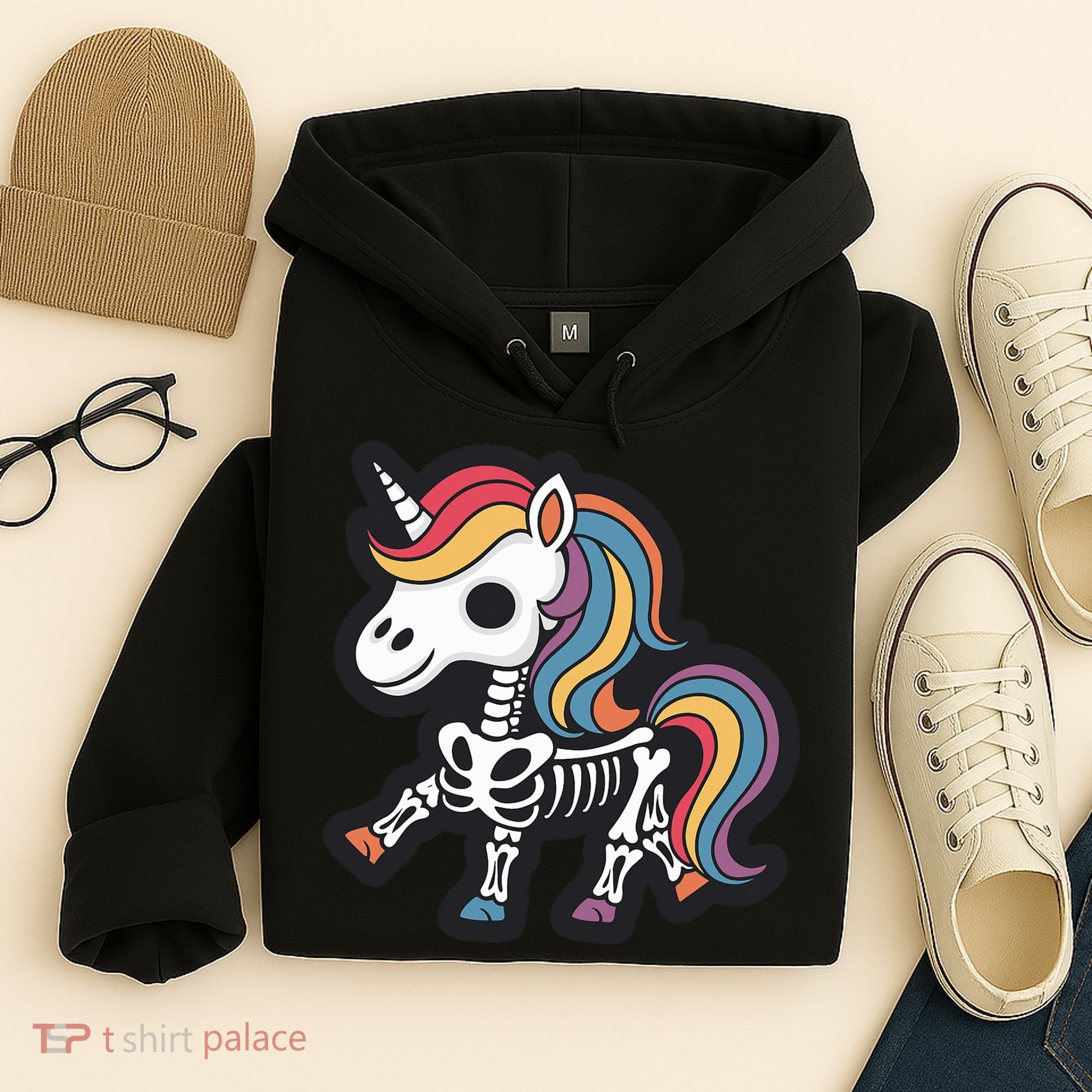 Funny Skeleton Unicorn Lovers Spooky Halloween Costume Hoodie