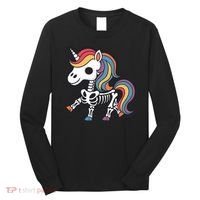 Funny Skeleton Unicorn Lovers Spooky Halloween Costume Long Sleeve Shirt thumb 0