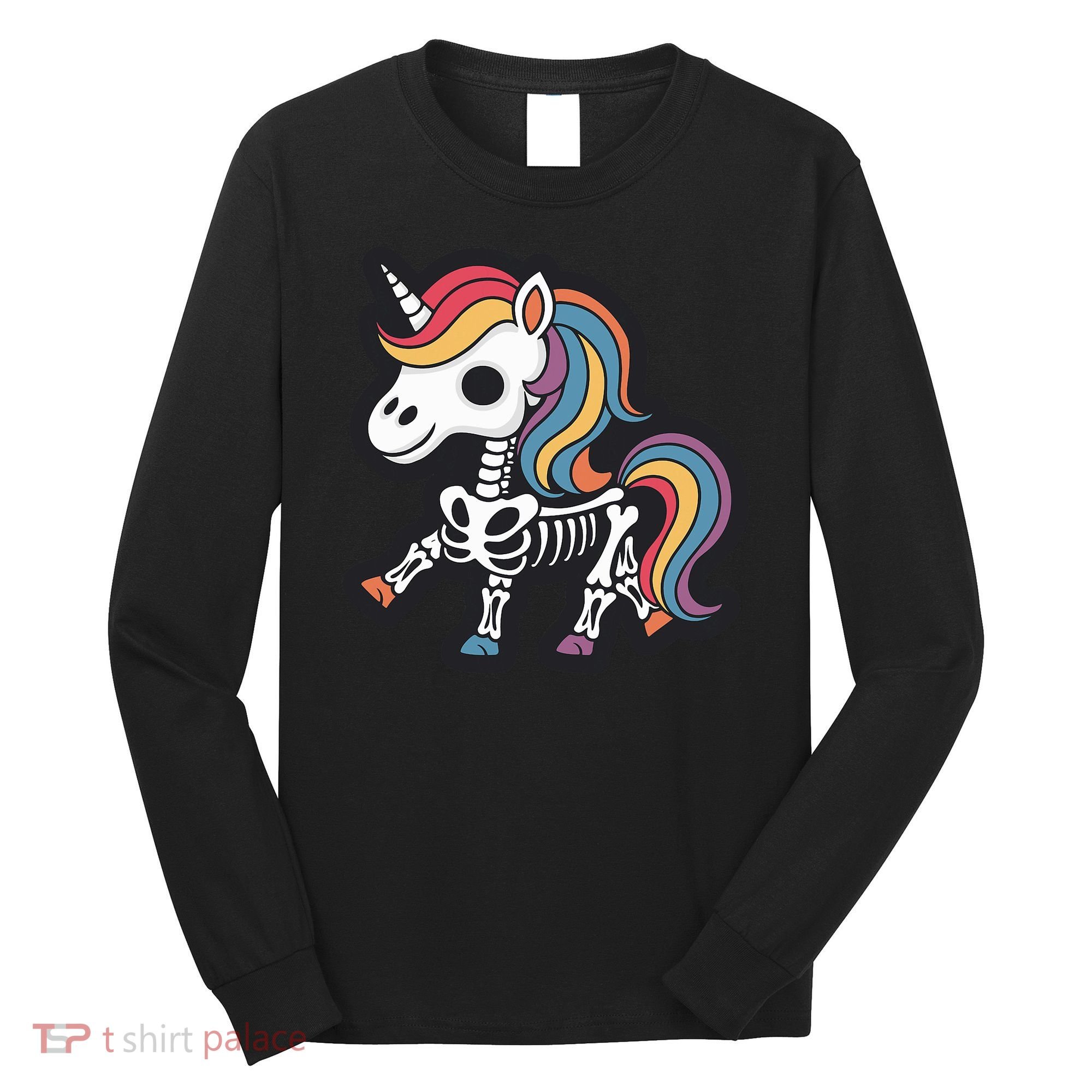 Funny Skeleton Unicorn Lovers Spooky Halloween Costume Long Sleeve Shirt