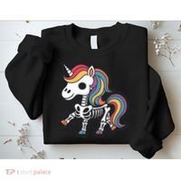 Funny Skeleton Unicorn Lovers Spooky Halloween Costume Sweatshirt thumb 2