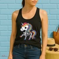 Funny Skeleton Unicorn Lovers Spooky Halloween Costume Women's Tank Top thumb 2