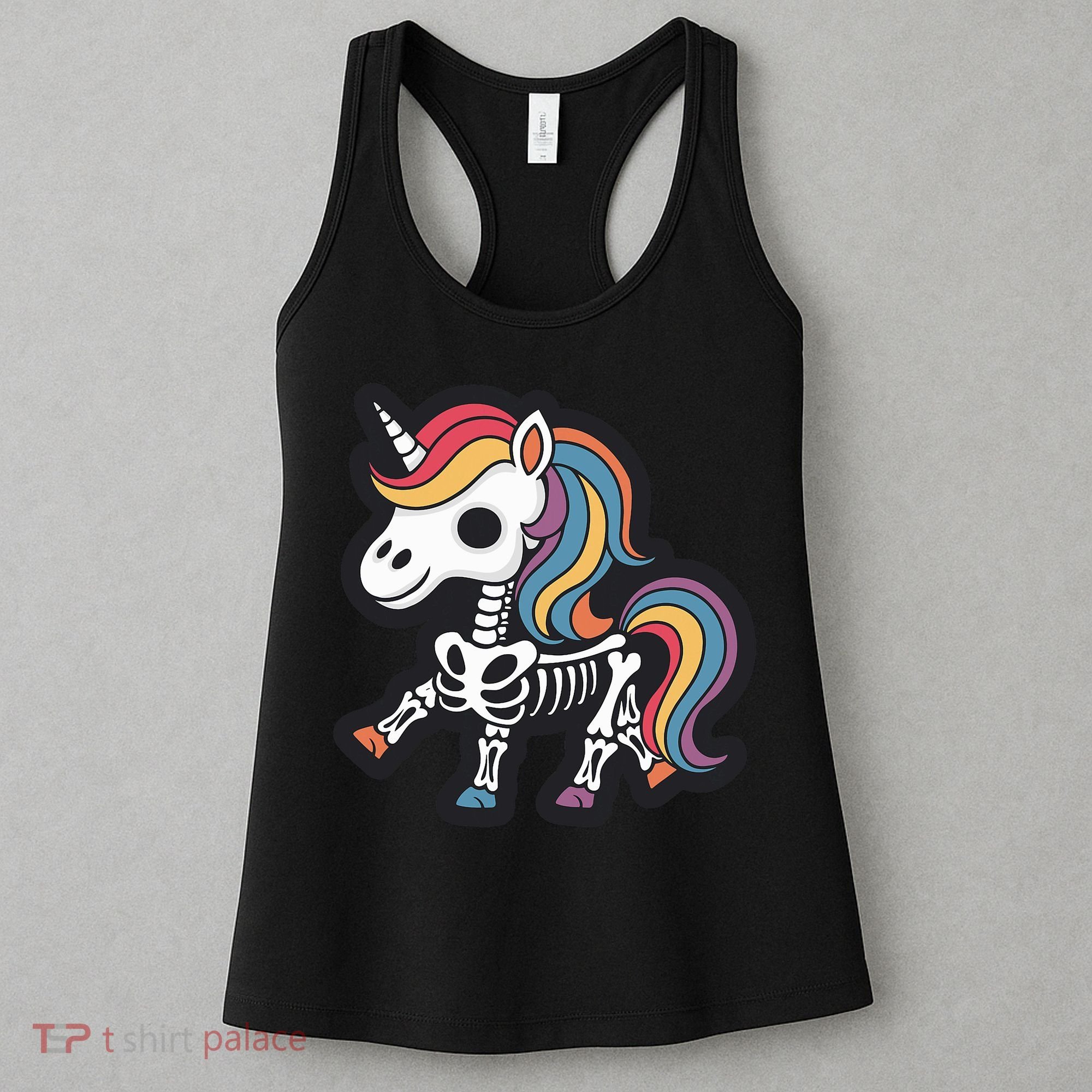 Funny Skeleton Unicorn Lovers Spooky Halloween Costume Women's Tank Top
