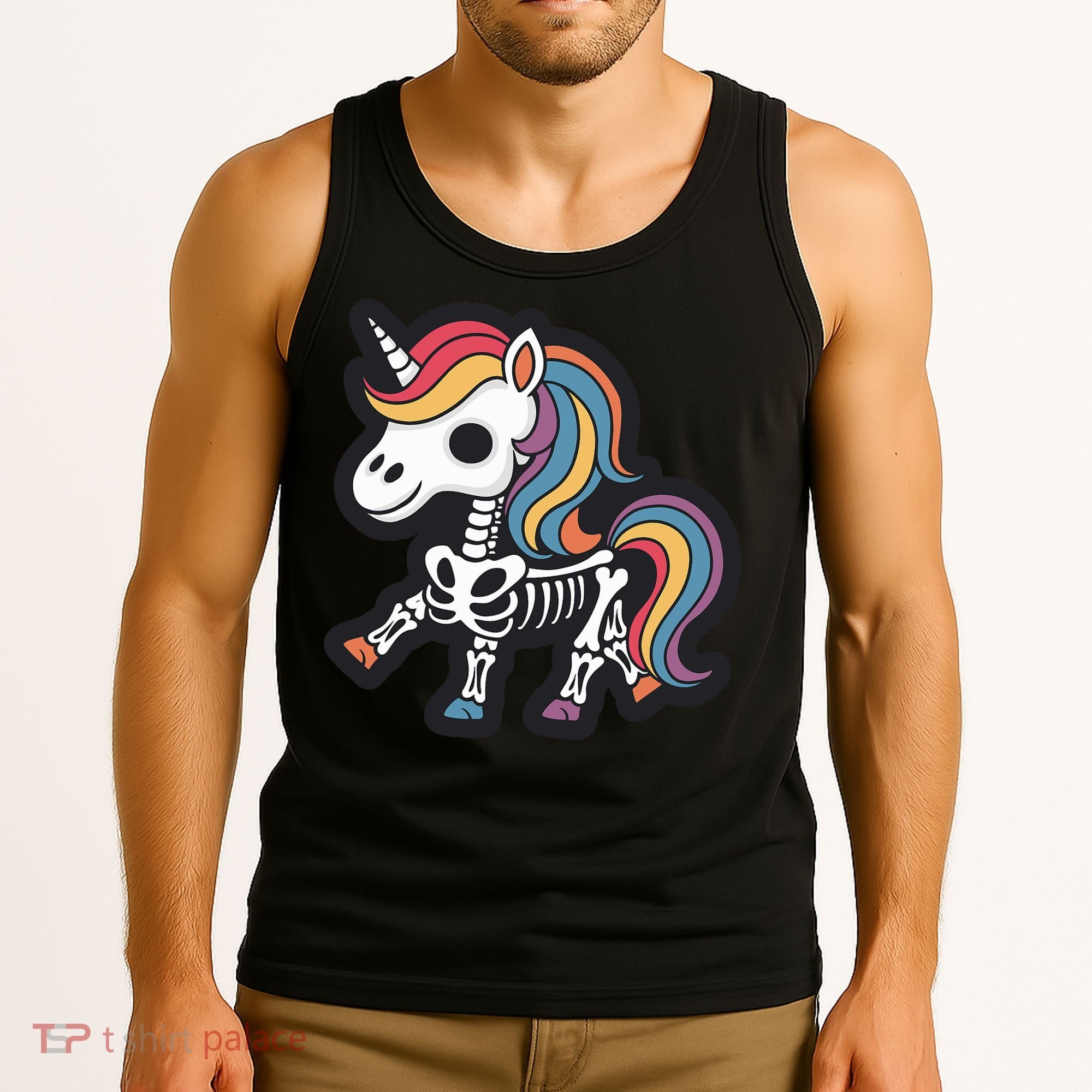 Funny Skeleton Unicorn Lovers Spooky Halloween Costume Tank Top