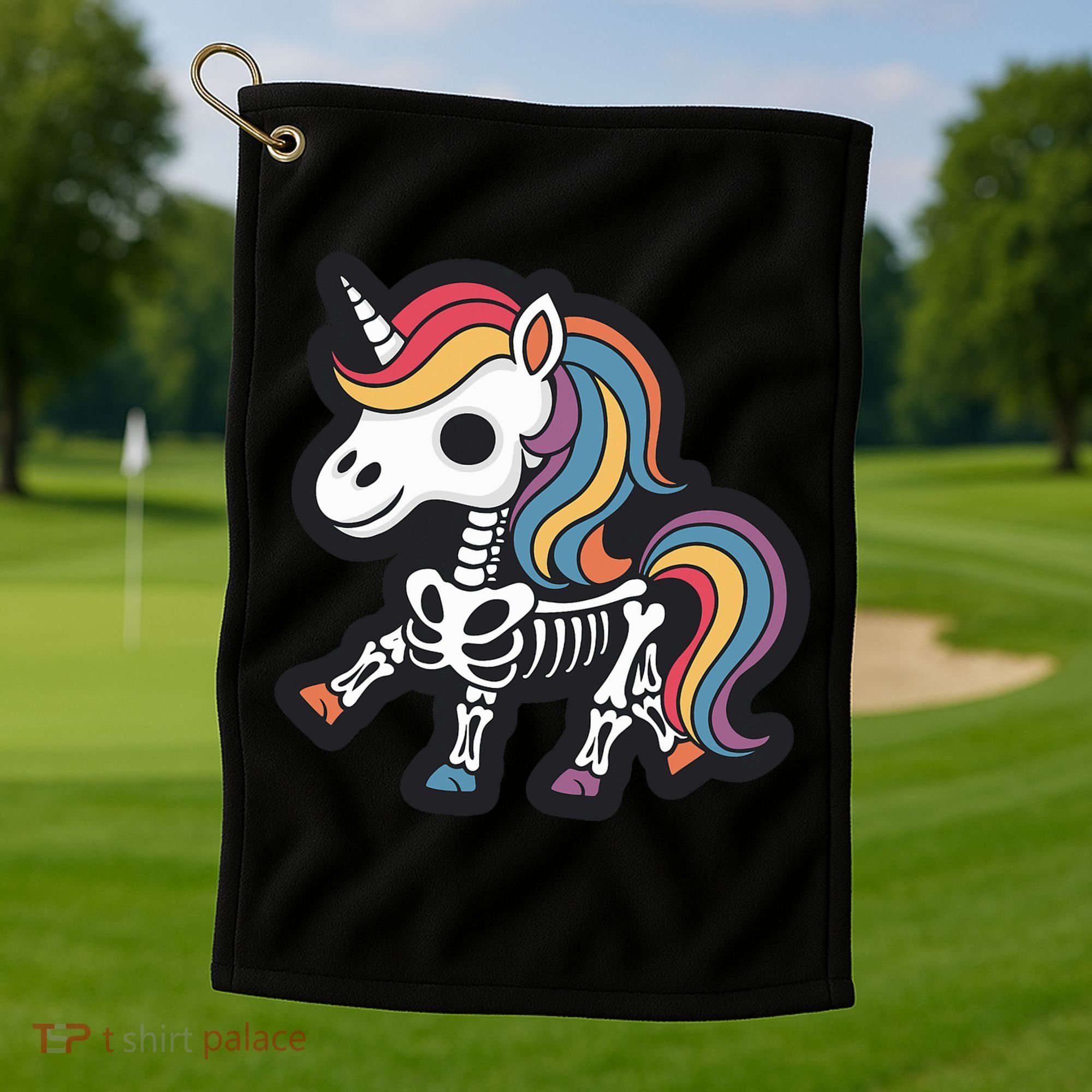 Funny Skeleton Unicorn Lovers Spooky Halloween Costume Golf Towel