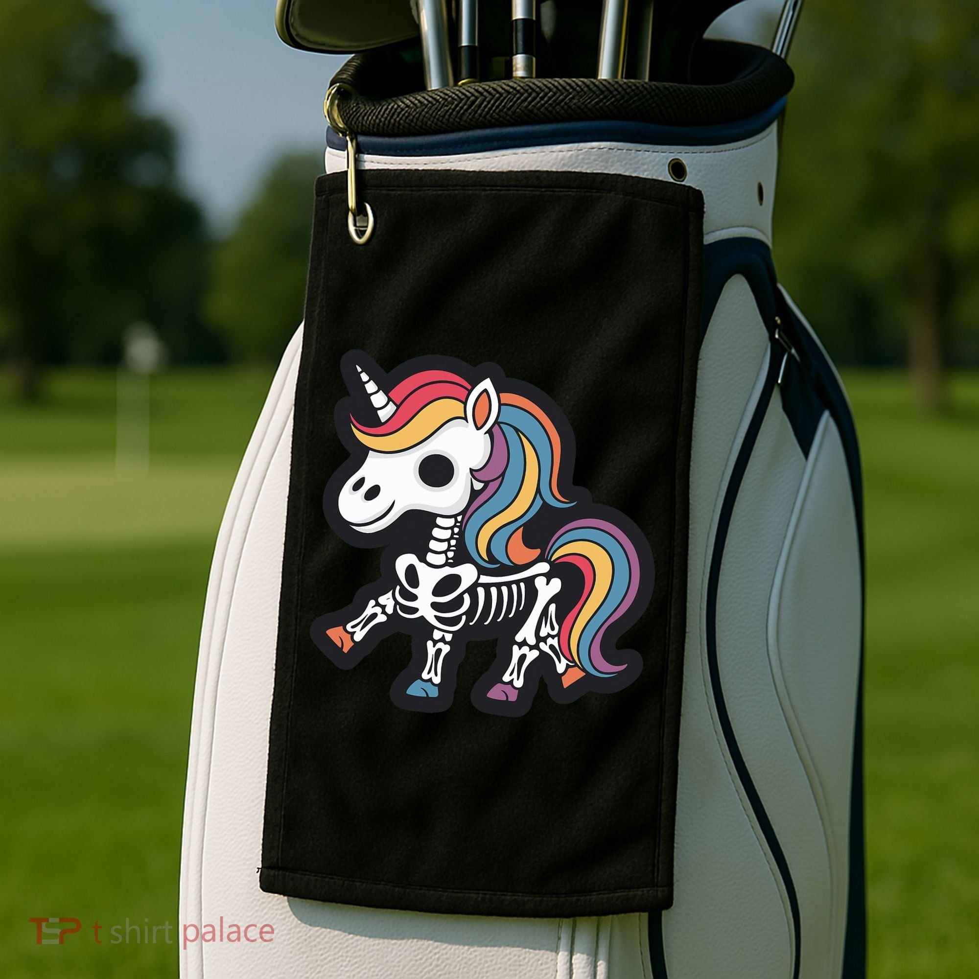 Funny Skeleton Unicorn Lovers Spooky Halloween Costume Golf Towel