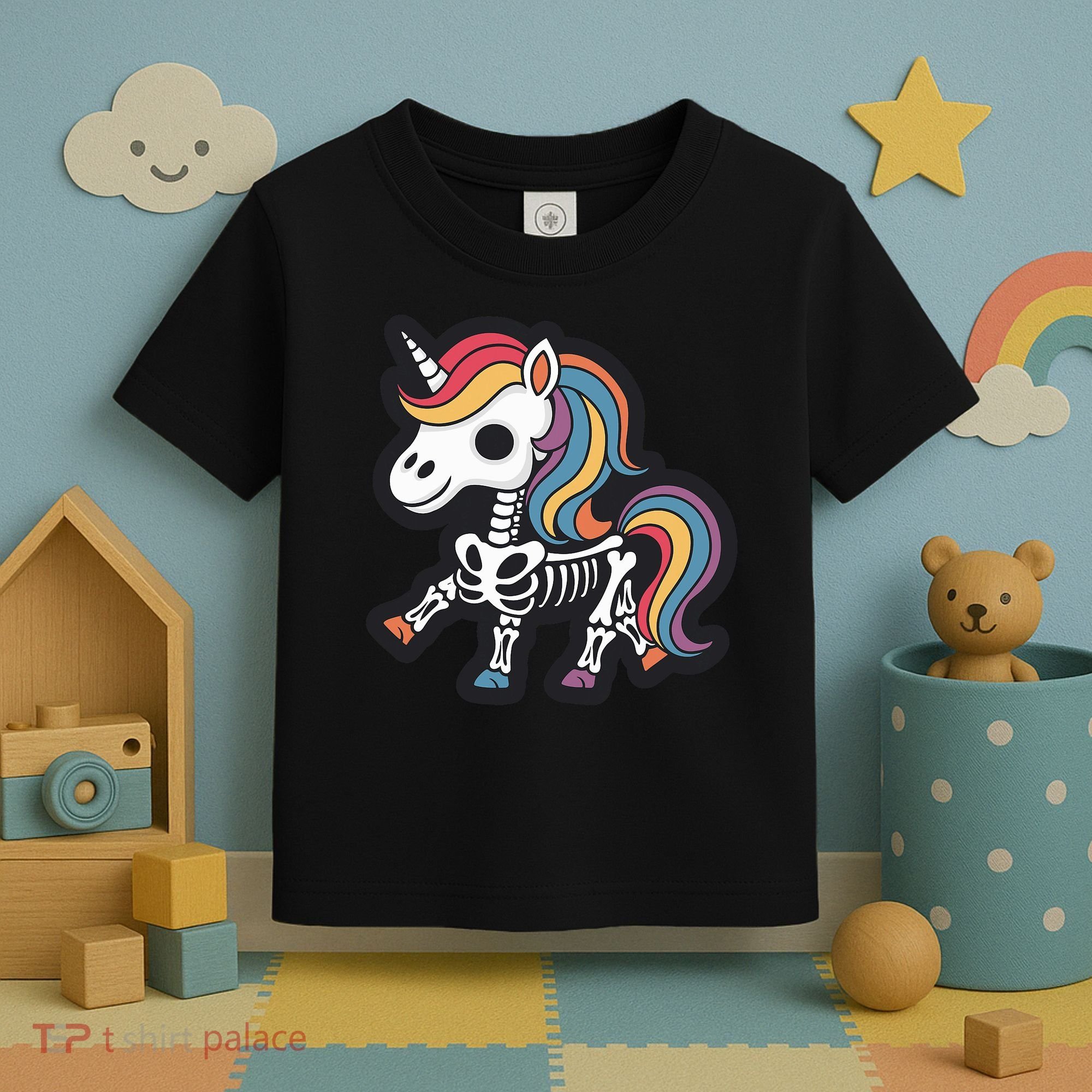 Funny Skeleton Unicorn Lovers Spooky Halloween Costume Toddler T-Shirt