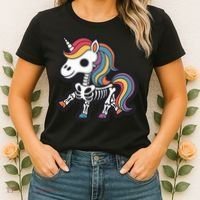 Funny Skeleton Unicorn Lovers Spooky Halloween Costume Women's T-Shirt thumb 2