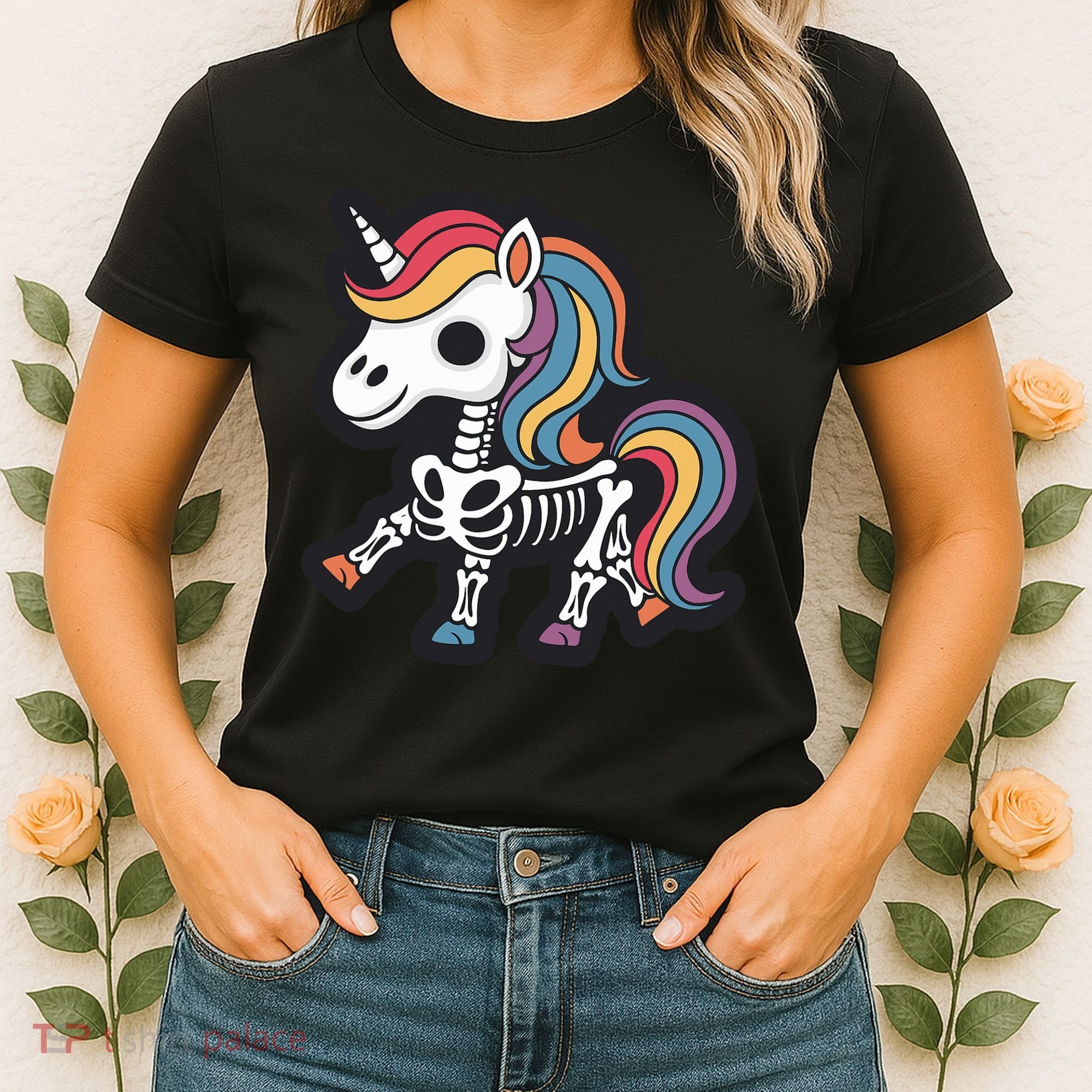 Funny Skeleton Unicorn Lovers Spooky Halloween Costume Women's T-Shirt