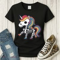 Funny Skeleton Unicorn Lovers Spooky Halloween Costume Women's T-Shirt thumb 3