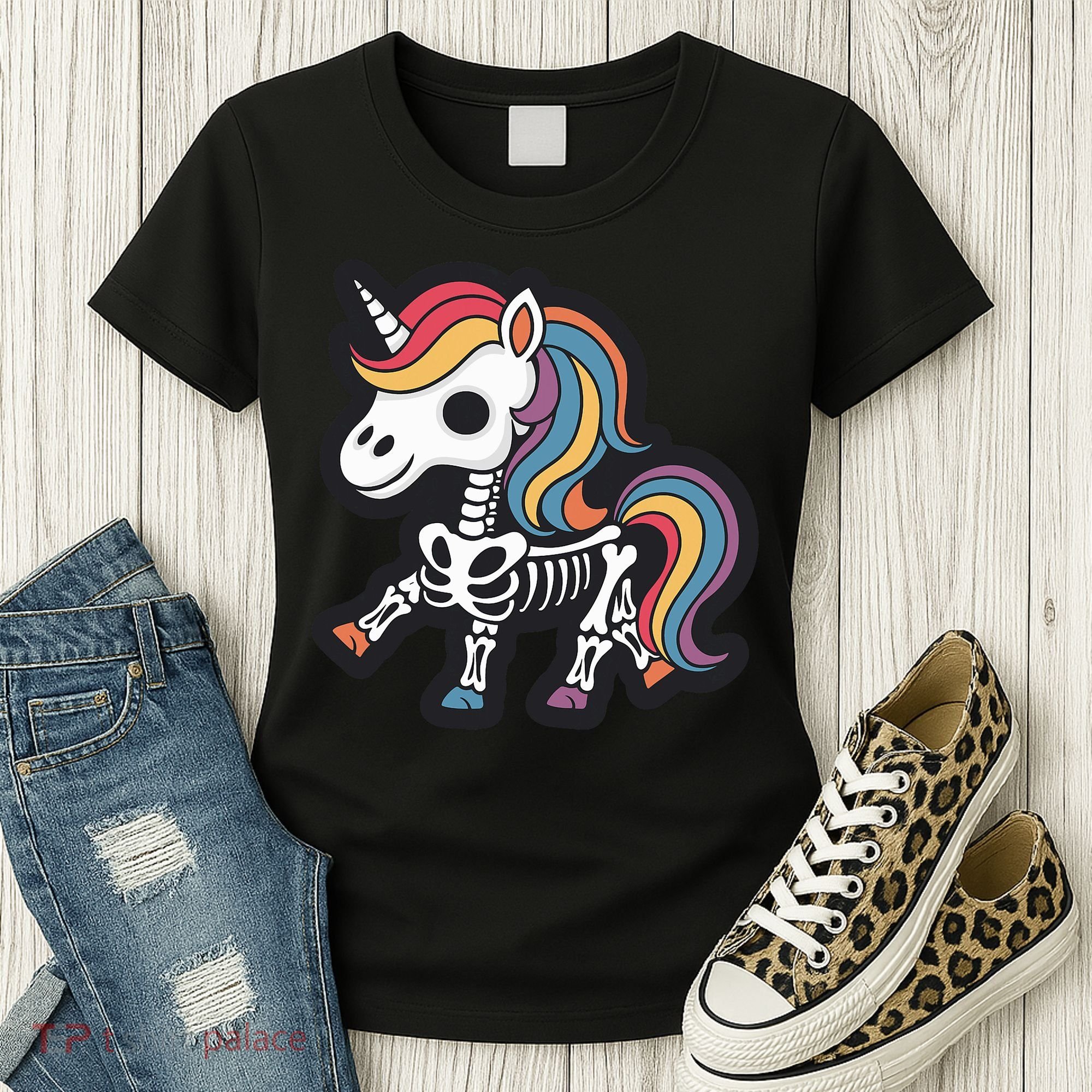 Funny Skeleton Unicorn Lovers Spooky Halloween Costume Women's T-Shirt