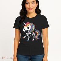 Funny Skeleton Unicorn Lovers Spooky Halloween Costume Women's T-Shirt thumb 4