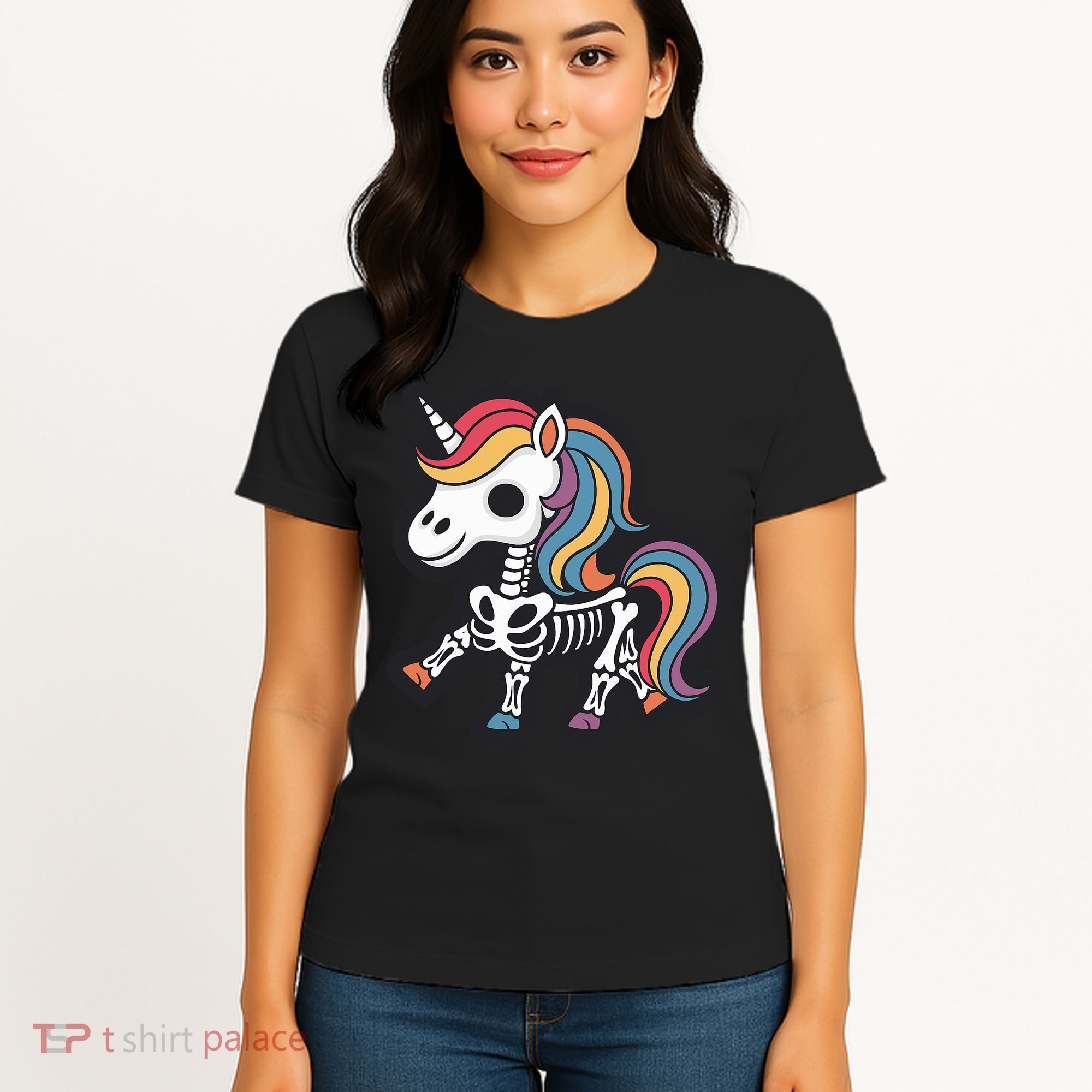 Funny Skeleton Unicorn Lovers Spooky Halloween Costume Women's T-Shirt
