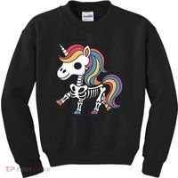 Funny Skeleton Unicorn Lovers Spooky Halloween Costume Kids Sweatshirt thumb 0